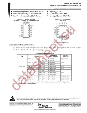 SN74HC11PWTG4 datasheet  